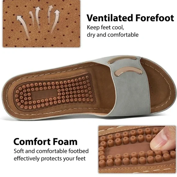 Ecetana Womens Sandals for Women with Arch Support Shoes Wedge Adjustable Ladies - Picture 3 of 3